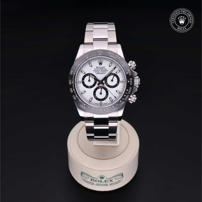 Rolex Certified Pre-owned Daytona M116500LN-0001 front on black background