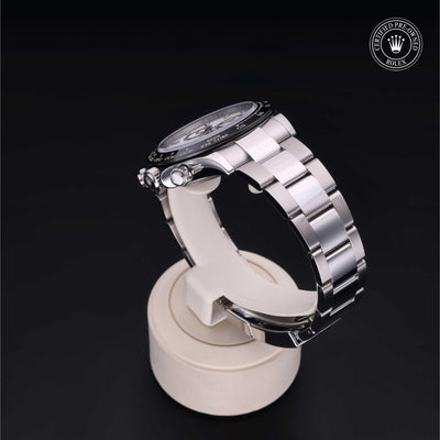 Rolex Certified Pre-owned Daytona M116500LN-0001 front on black background