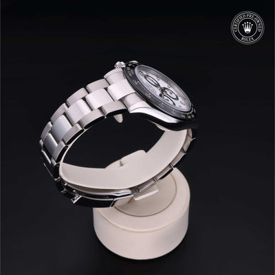 Rolex Certified Pre-owned Daytona M116500LN-0001 front on black background