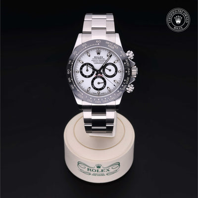 Rolex Certified Pre-owned Daytona M116500LN-0001 front on black background