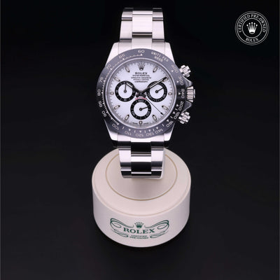 Rolex Certified Pre-owned Daytona M116500LN-0001 front on black background