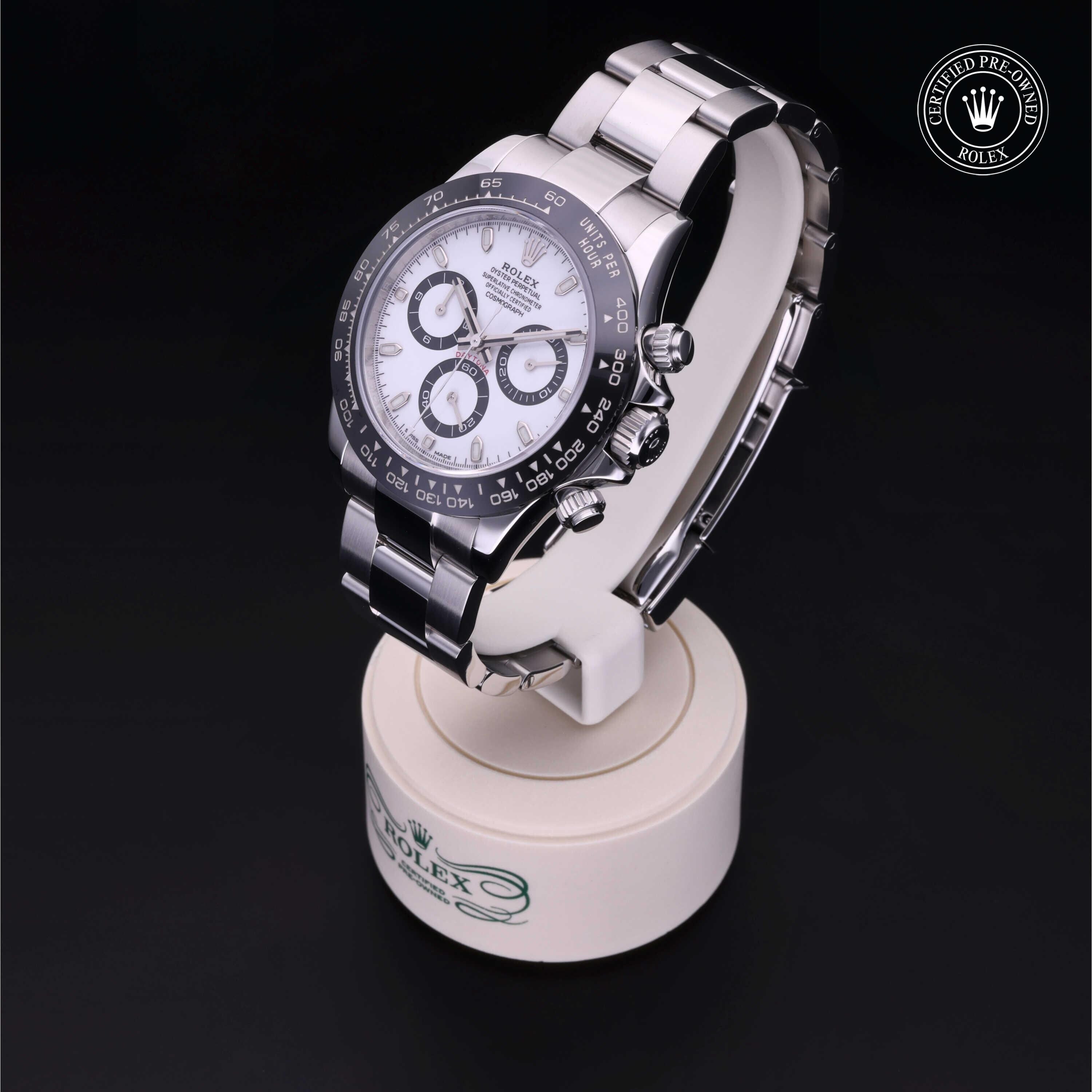 Rolex Certified Pre-owned Daytona M116500LN-0001 front on black background
