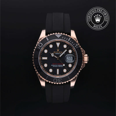 Rolex Certified Pre-owned Yacht-Master M126655-0002 front on black background