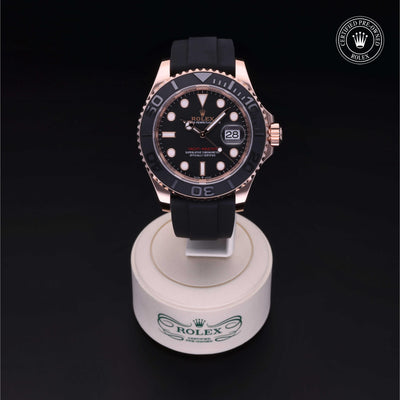 Rolex Certified Pre-owned Yacht-Master M126655-0002 front on black background