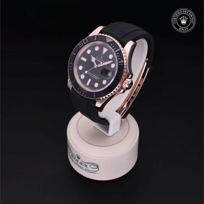 Rolex Certified Pre-owned Yacht-Master M126655-0002 front on black background