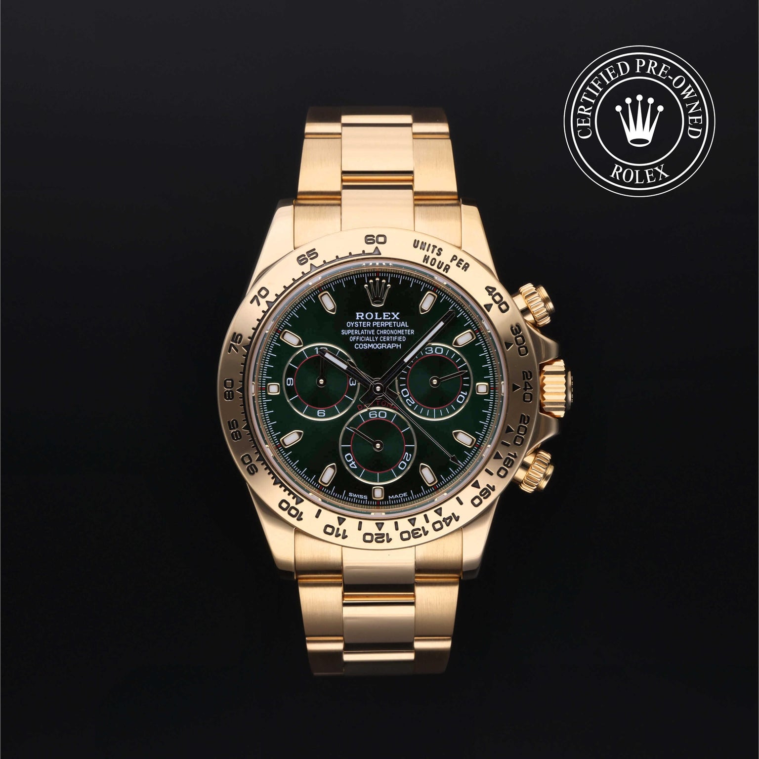 Rolex Certified Pre-owned Daytona M116508-0013 front on black background