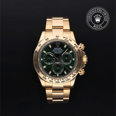 Rolex Certified Pre-owned Daytona M116508-0013 front on black background