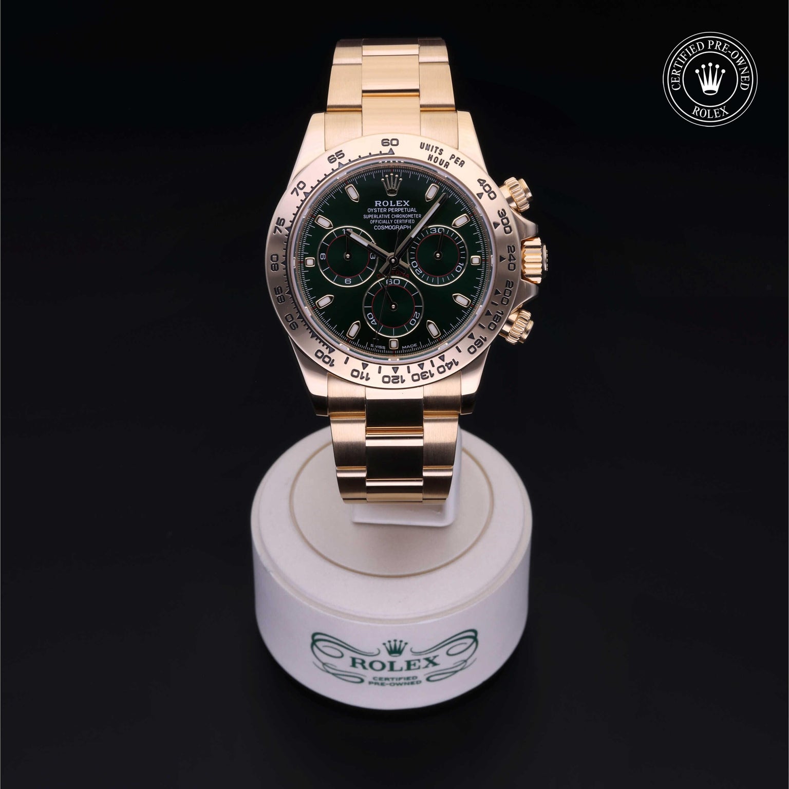 Rolex Certified Pre-owned Daytona M116508-0013 front on black background