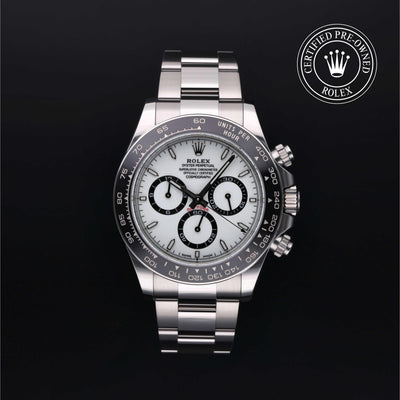 Rolex Certified Pre-owned Daytona M126500LN-0001 front on black background