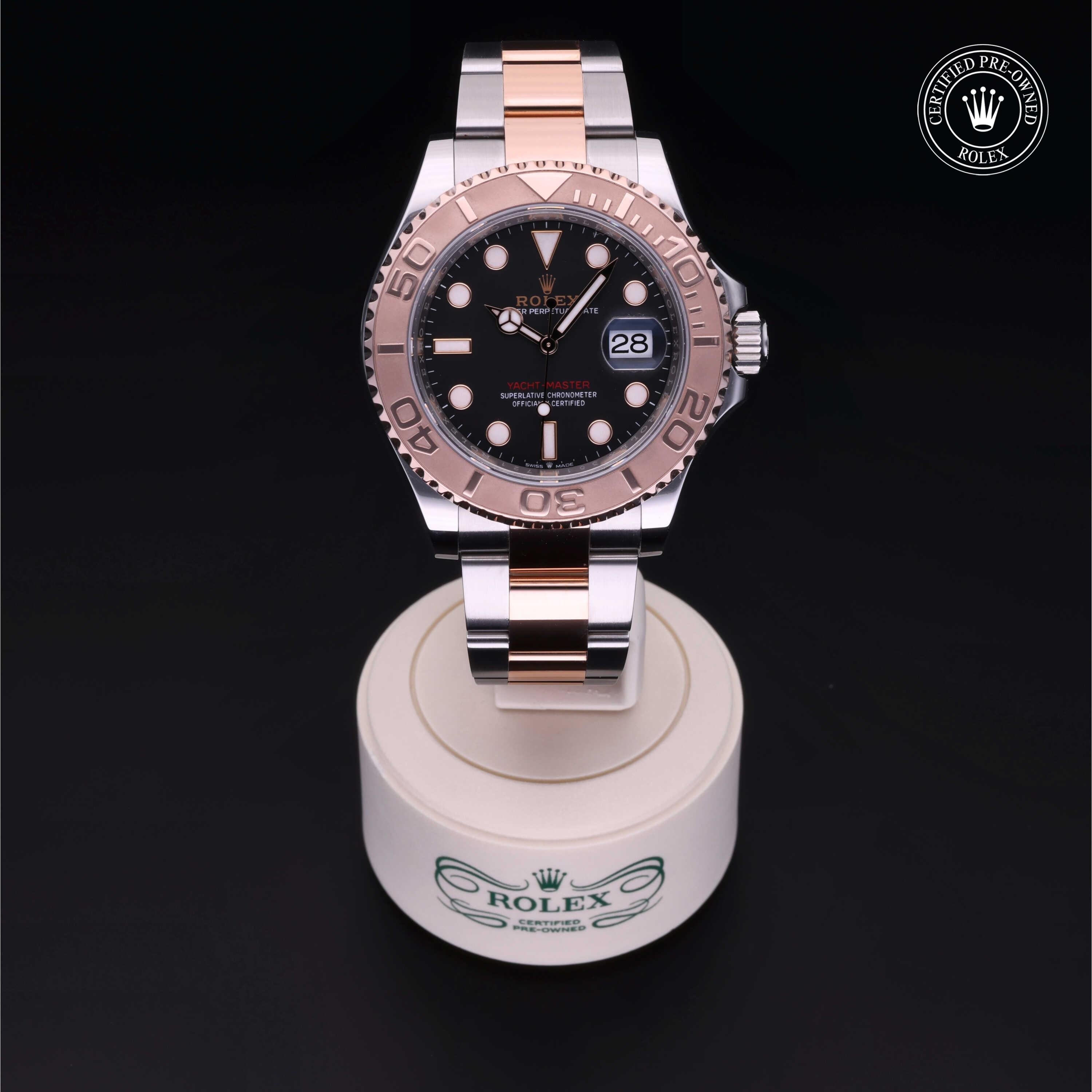 Rolex Certified Pre-owned Yacht-Master M126621-0002 front on black background