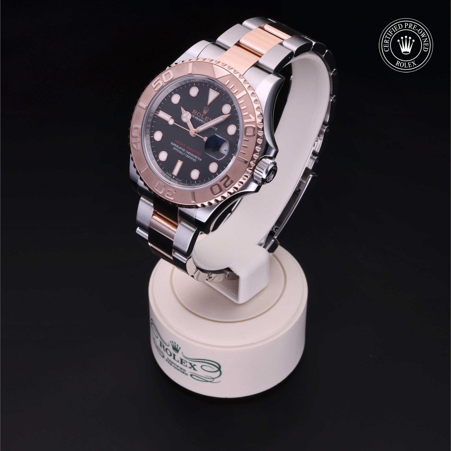 Rolex Certified Pre-owned Yacht-Master M126621-0002 front on black background
