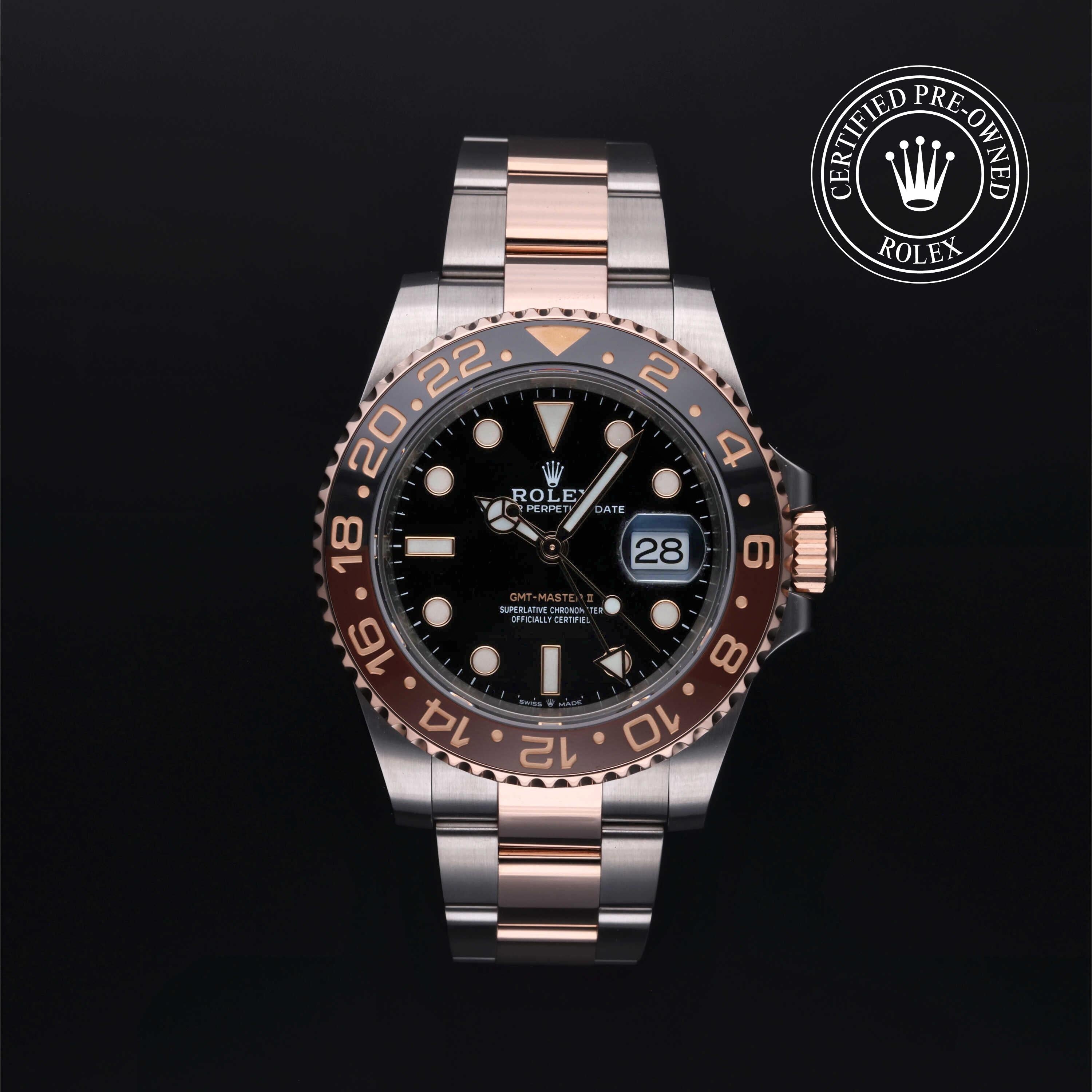 Rolex Certified Pre-owned GMT M126711CHNR-0002 front on black background
