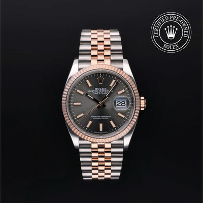 Rolex Certified Pre-owned Datejust M126231-0013 front on black background
