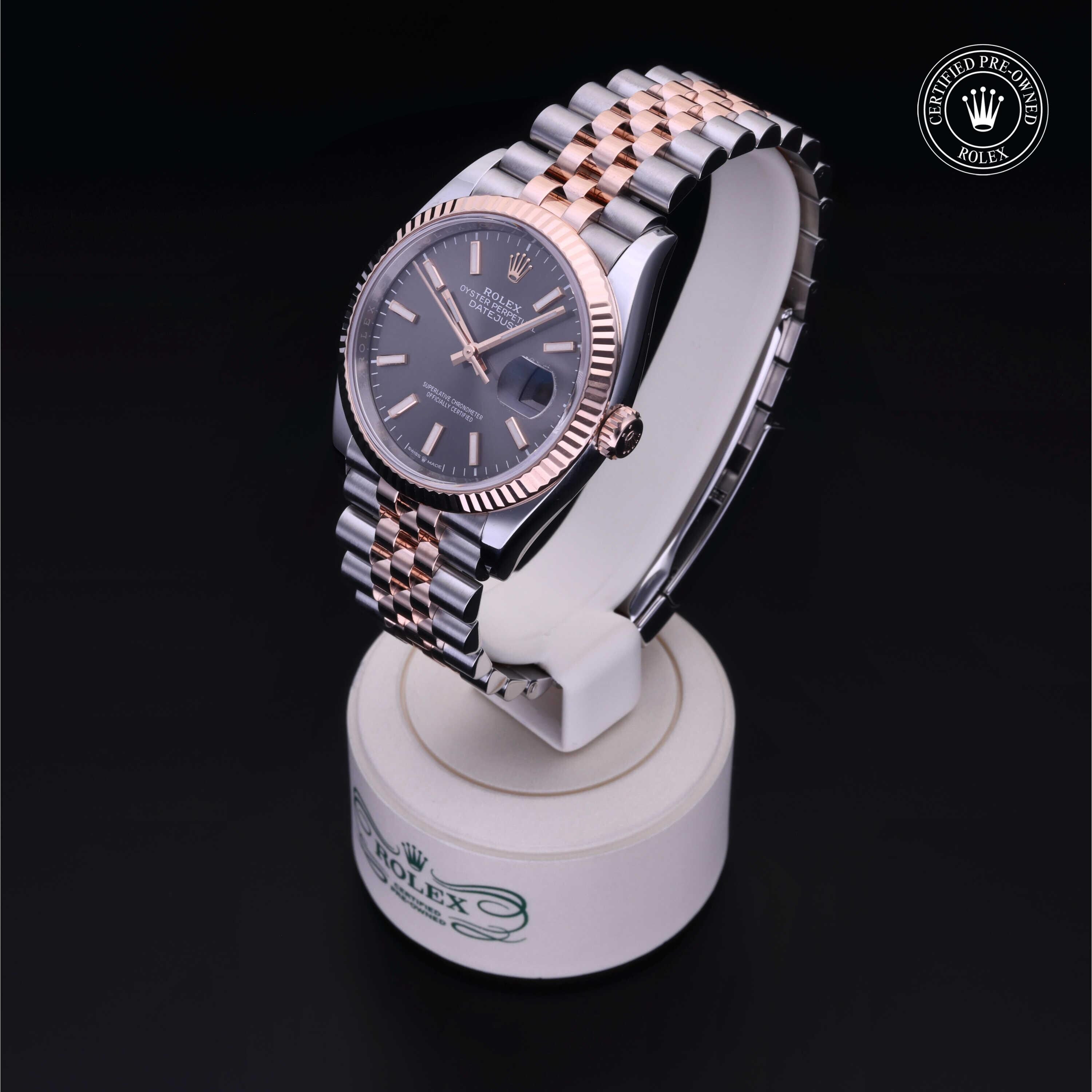 Rolex Certified Pre-owned Datejust M126231-0013 front on black background