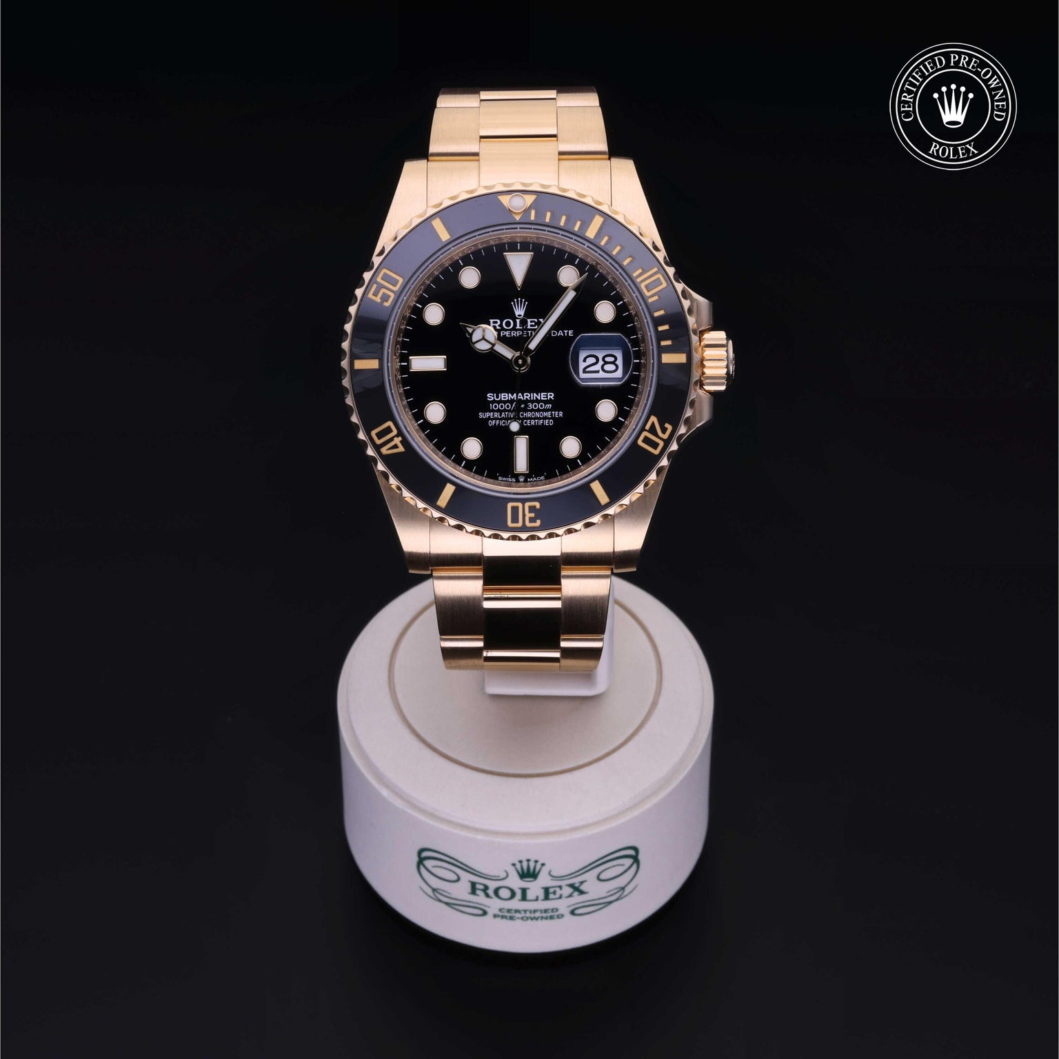 Rolex Certified Pre-owned Submariner M126618LN-0002 front on black background