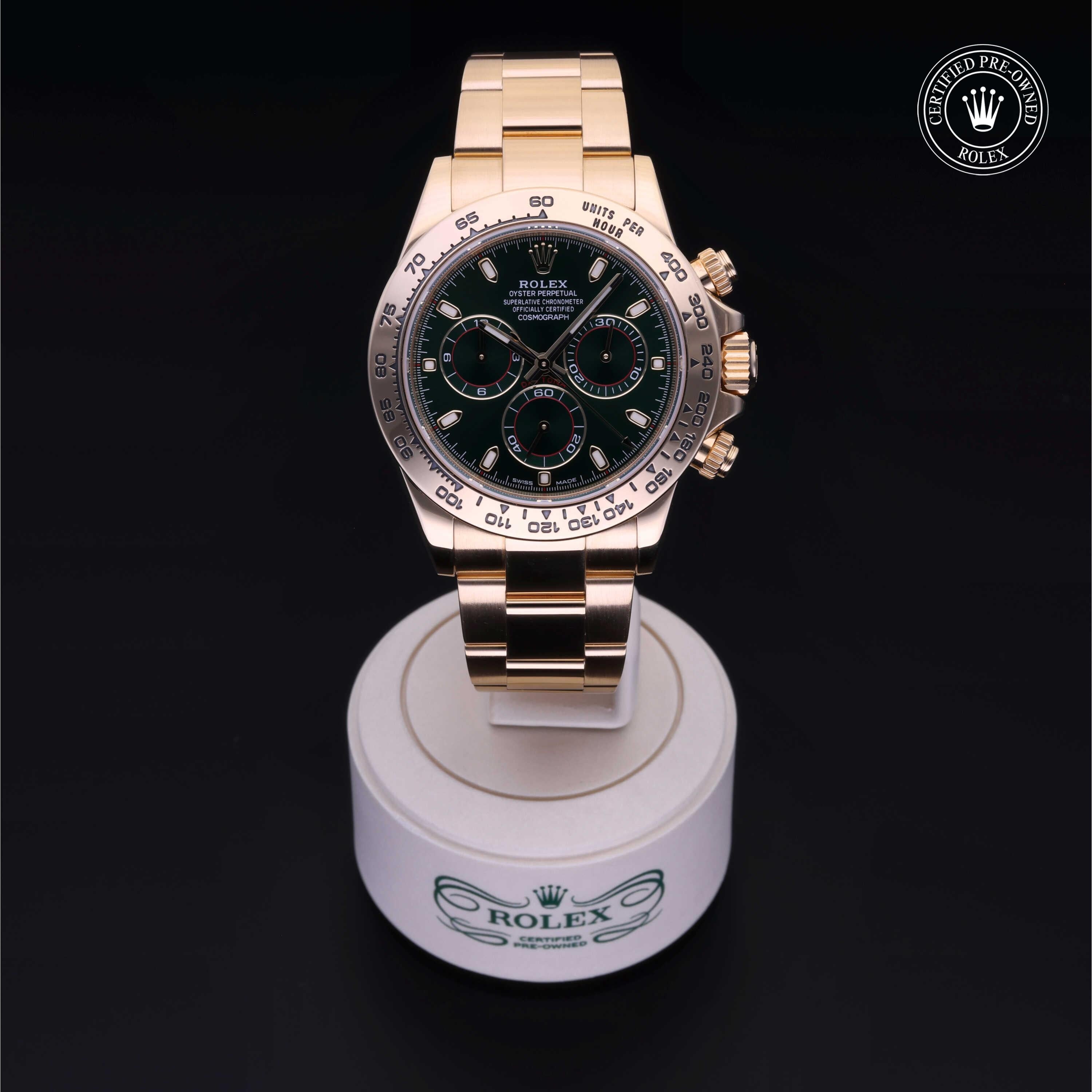 Rolex Certified Pre-owned Daytona M116508-0013 front on black background