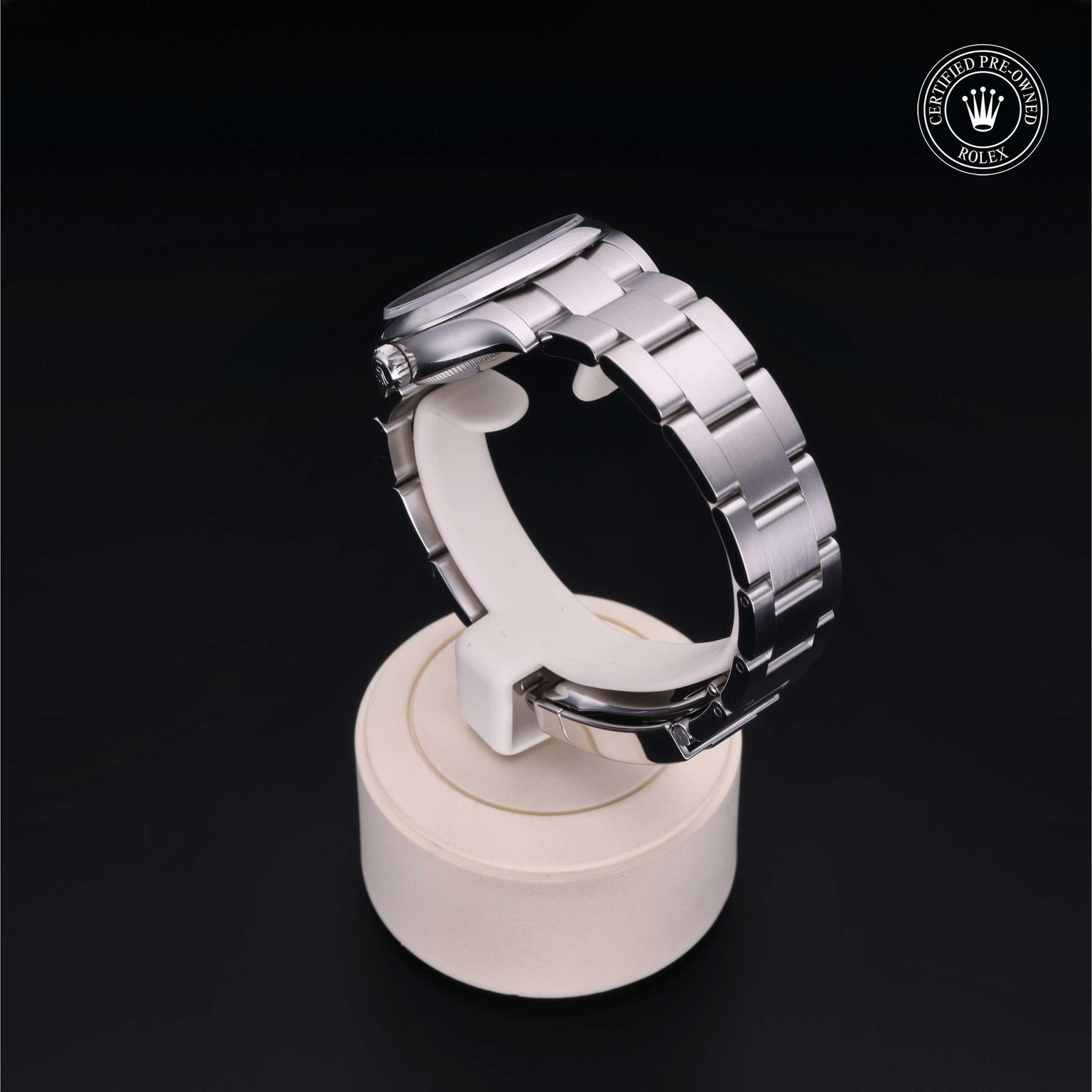 Rolex Certified Pre-owned Oyster Perpetual M277200-0010 front on black background