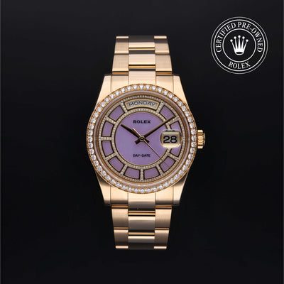 Rolex Certified Pre-owned Day-date M118348-0190 front on black background