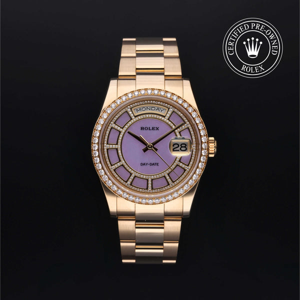 Rolex Certified Pre-owned Day-date M118348-0190 front on black background