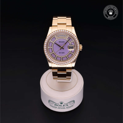 Rolex Certified Pre-owned Day-date M118348-0190 front on black background