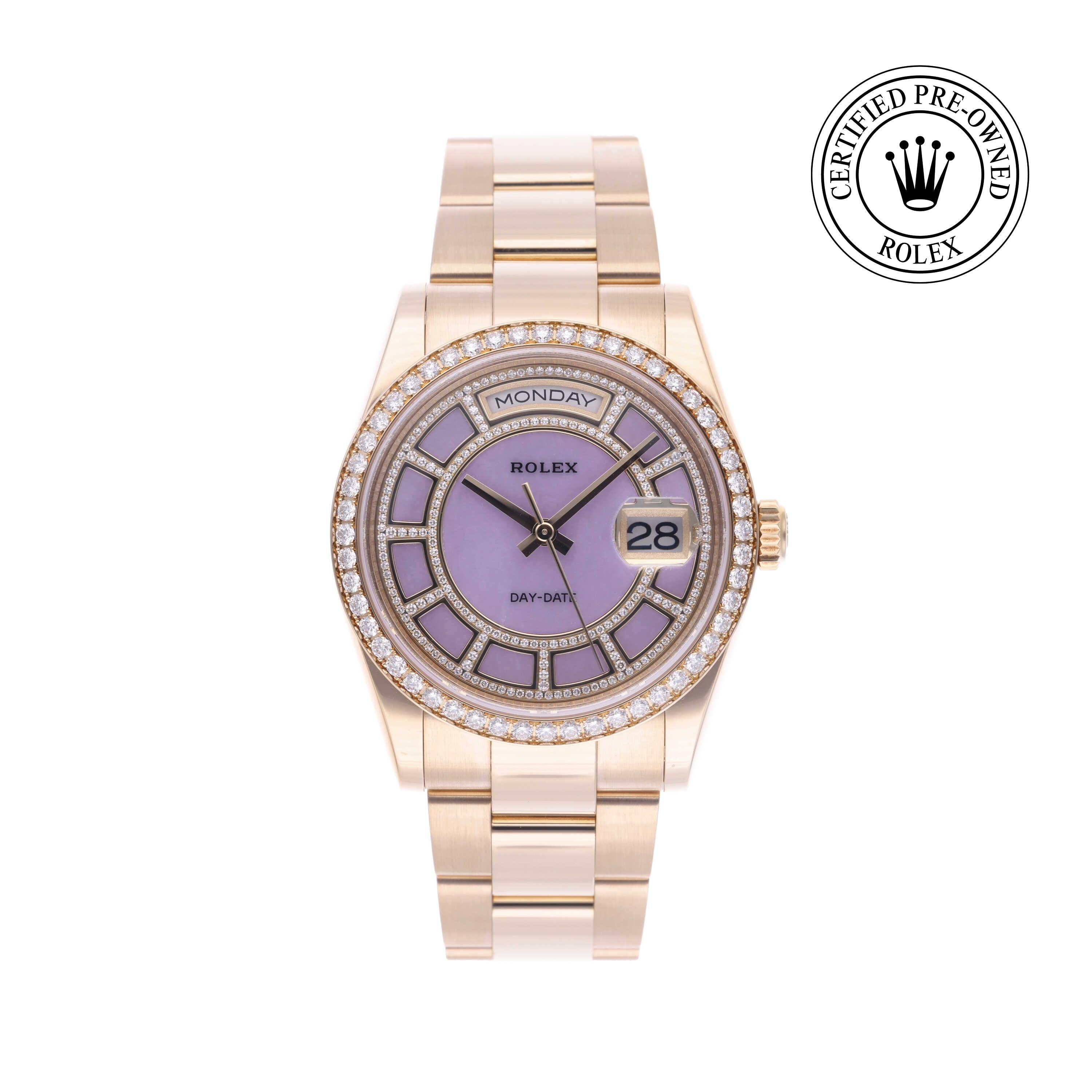 Rolex Certified Pre-owned Day-date M118348-0190 front on white background