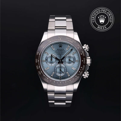Rolex Certified Pre-owned Daytona M116506-0002 front on black background