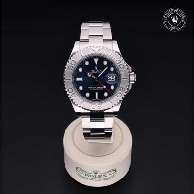 Rolex Certified Pre-owned Yacht-Master M116622-0001 front on black background