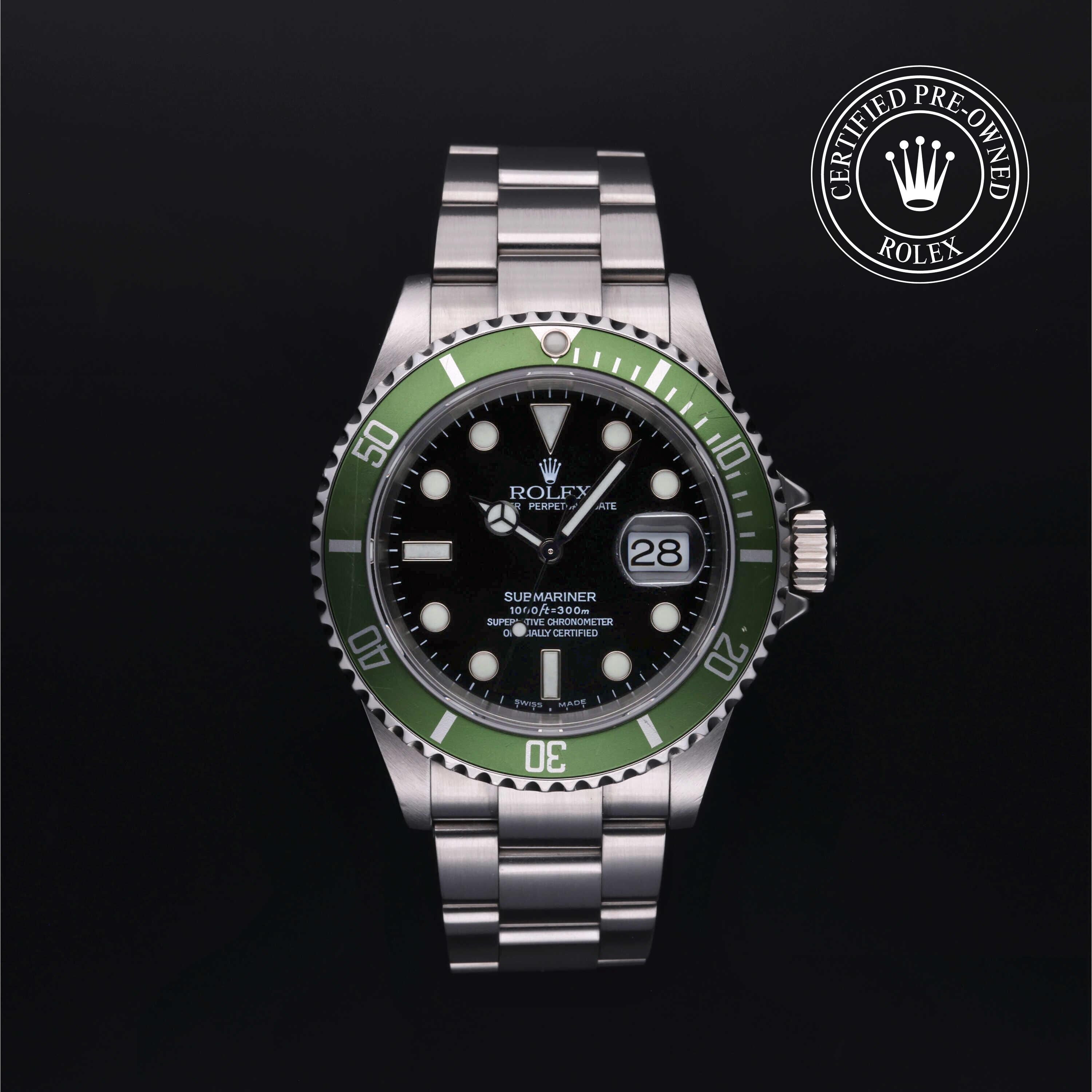 Rolex CPO Submariner M16610LV front on white background