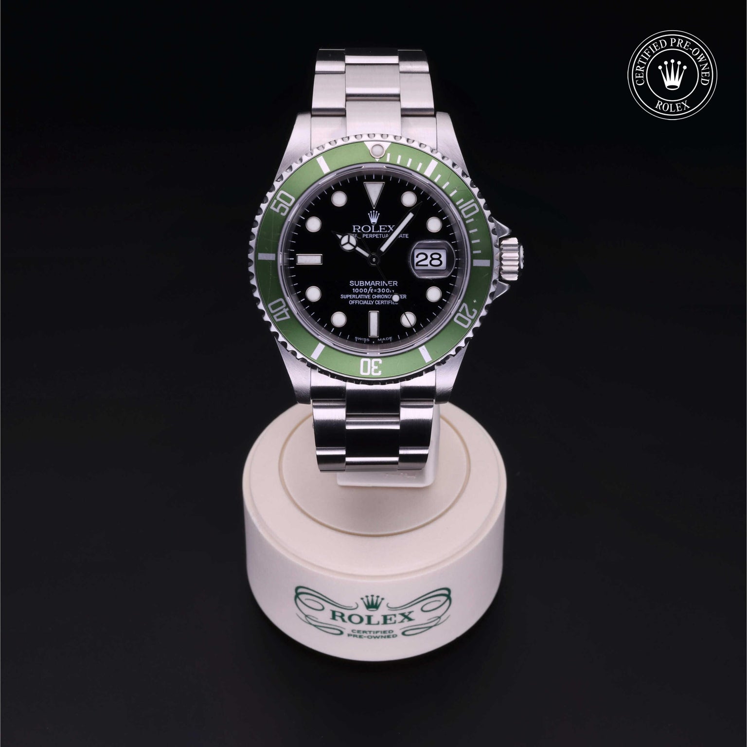 Rolex CPO Submariner M16610LV front on white background