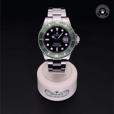 Rolex CPO Submariner M16610LV front on white background