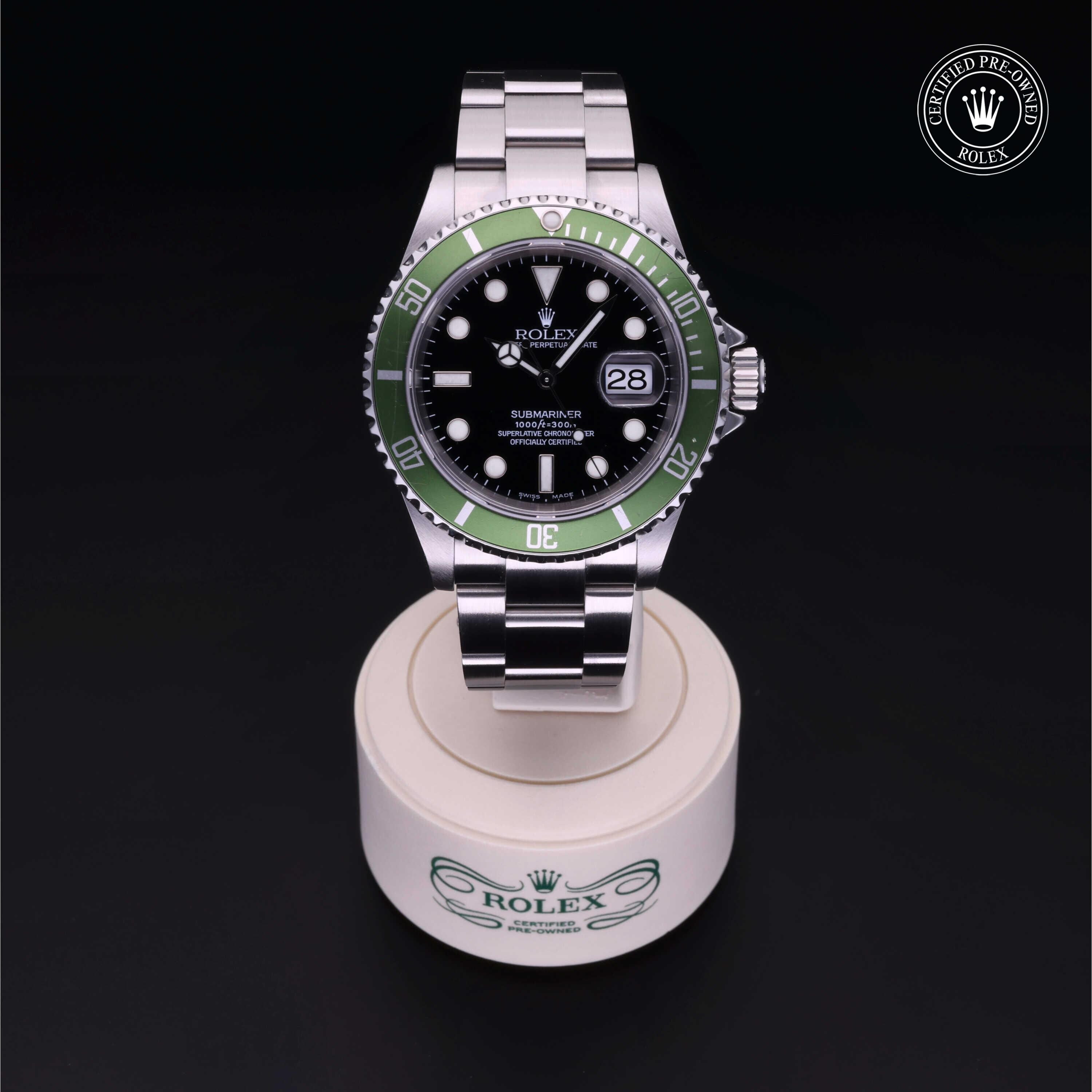 Rolex CPO Submariner M16610LV front on white background