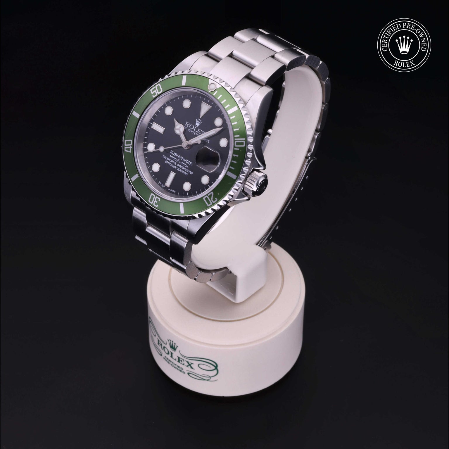 Rolex CPO Submariner M16610LV front on white background