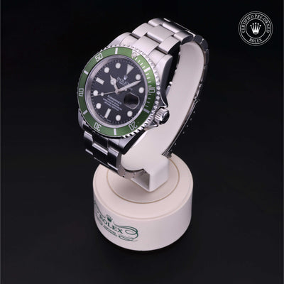 Rolex CPO Submariner M16610LV front on white background