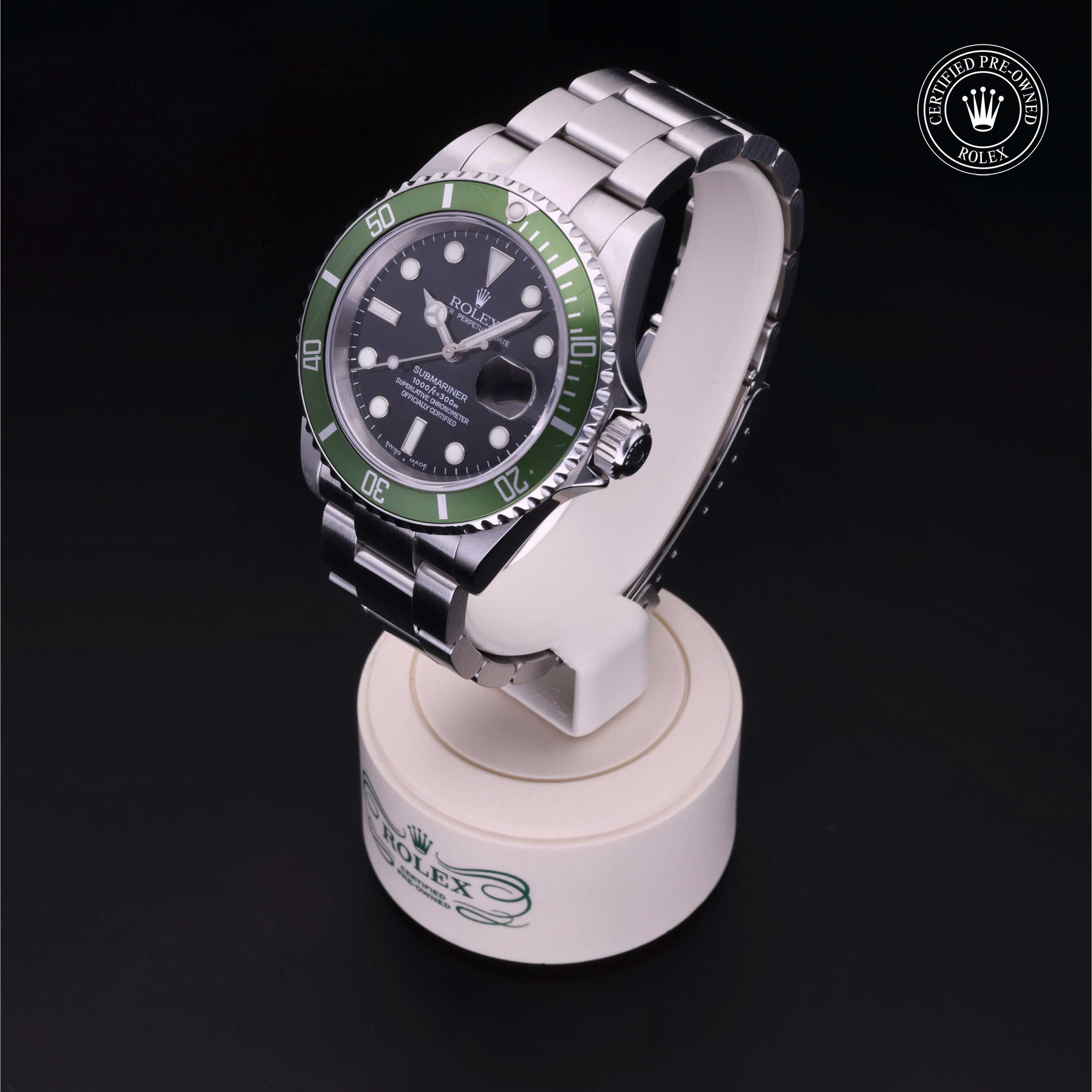 Rolex CPO Submariner M16610LV front on white background