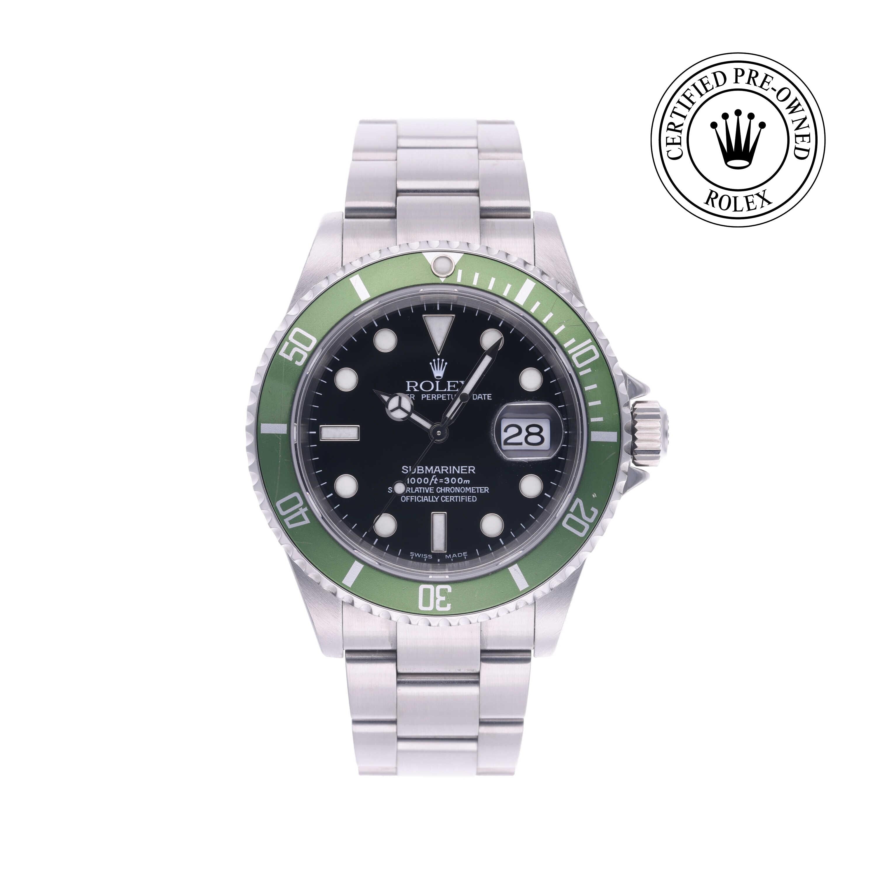 Rolex CPO Submariner M16610LV front on white background