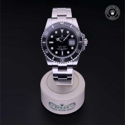 Rolex Certified Pre-owned Submariner M116610LN-0001 front on black background