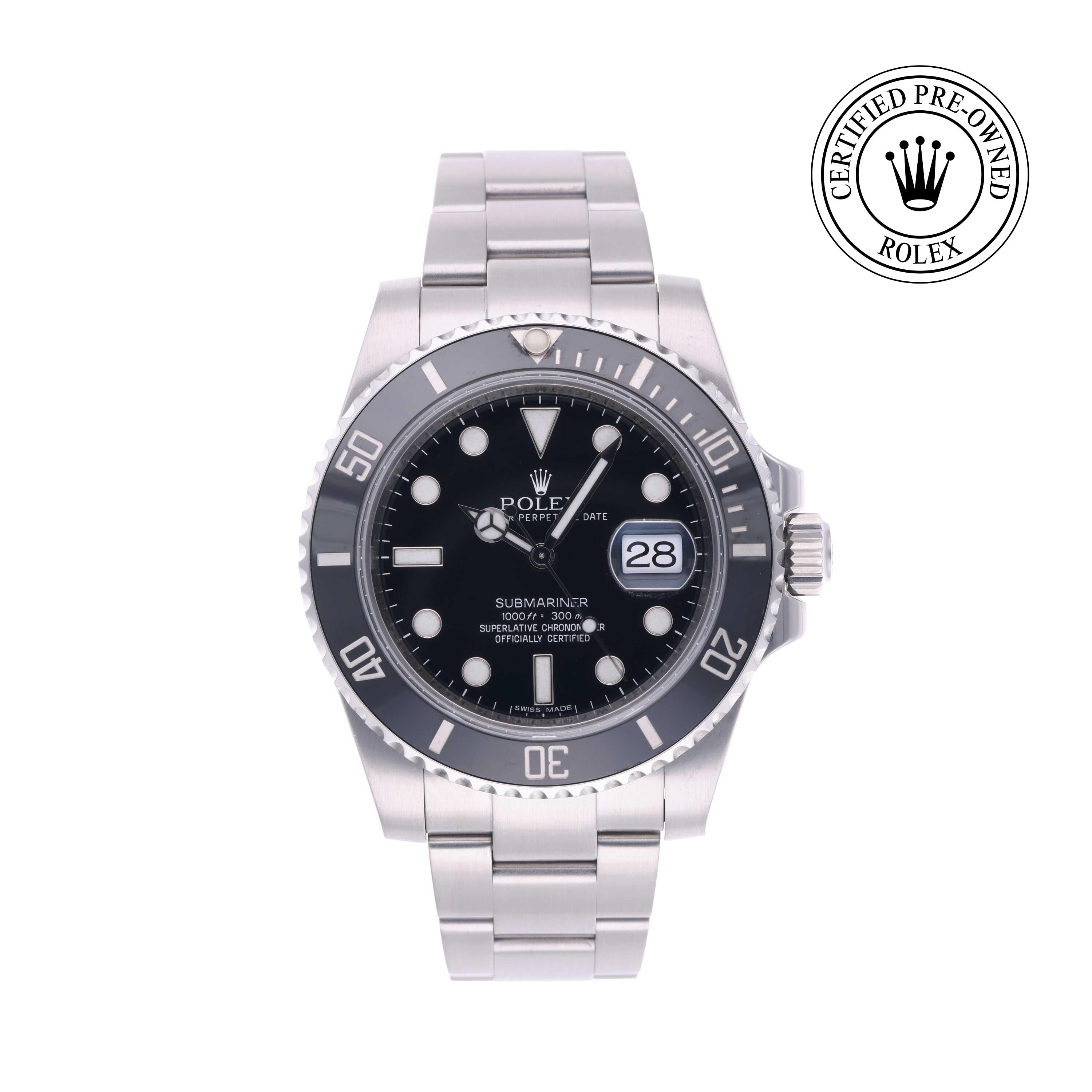 Rolex Certified Pre-owned Submariner M116610LN-0001 front on white background