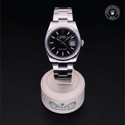 Rolex Certified Pre-owned Datejust M126200-0004 front on black background