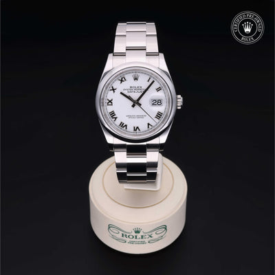 Rolex Certified Pre-owned Datejust M126200-0008 front on black background