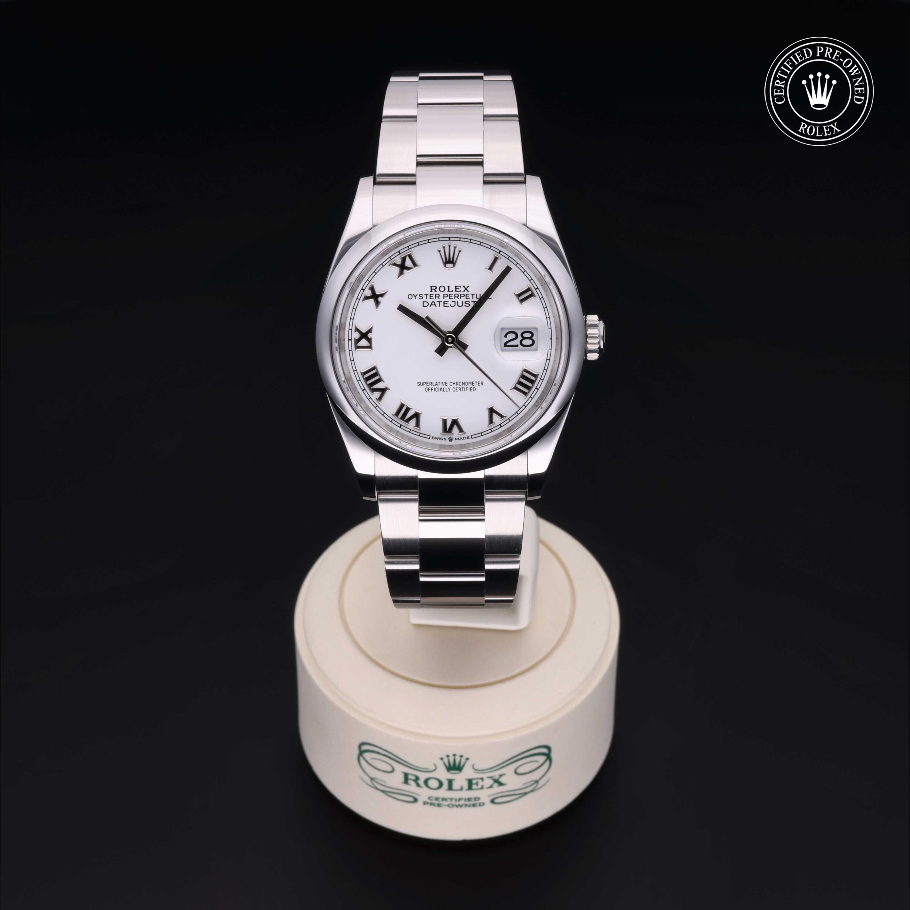 Rolex Certified Pre-owned Datejust M126200-0008 front on black background
