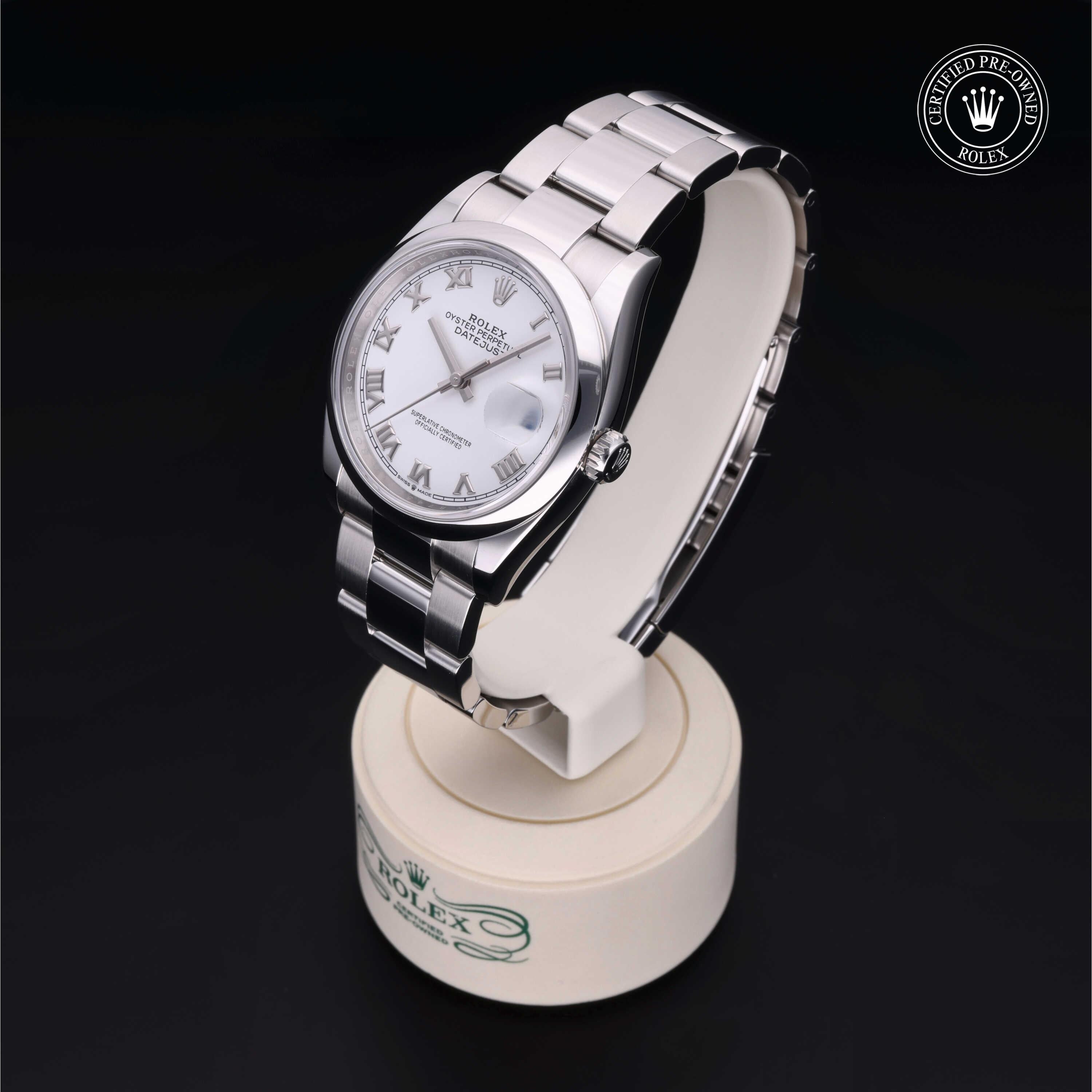 Rolex Certified Pre-owned Datejust M126200-0008 front on black background