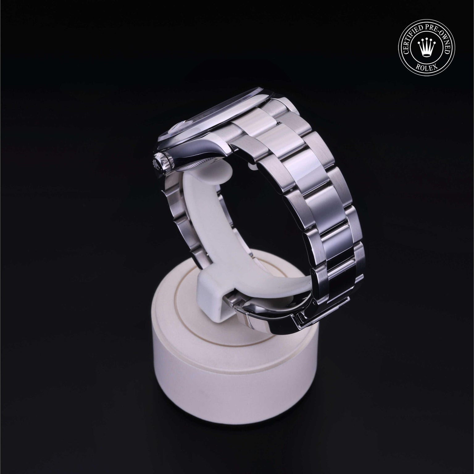Rolex Certified Pre-owned Datejust M126200-0006 front on black background