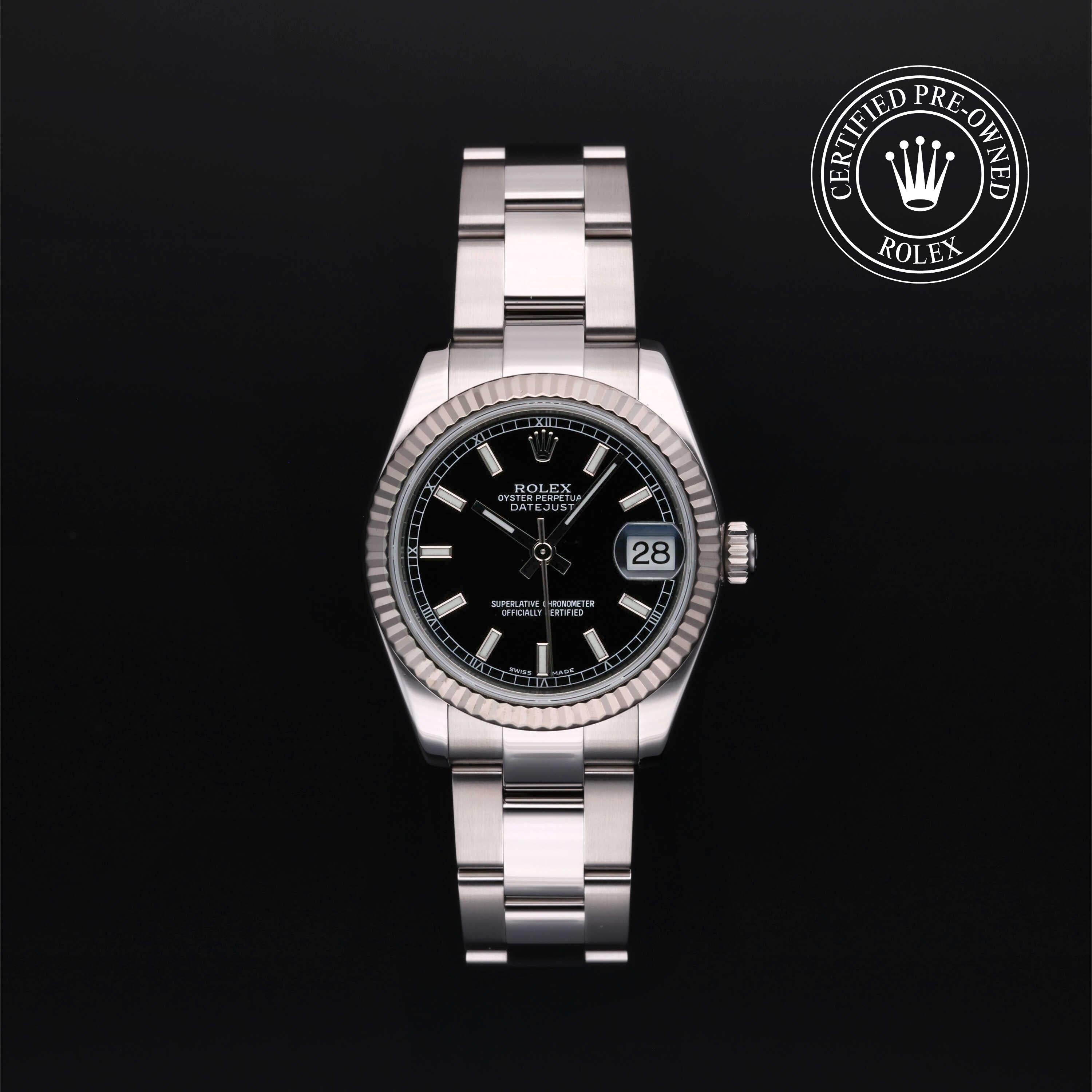 Rolex Certified Pre-owned Lady Datejust M178274-0014 front on black background