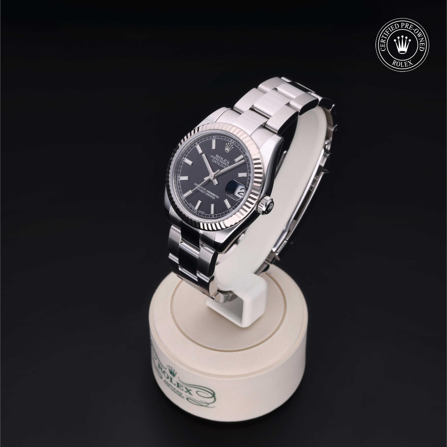 Rolex Certified Pre-owned Lady Datejust M178274-0014 front on black background