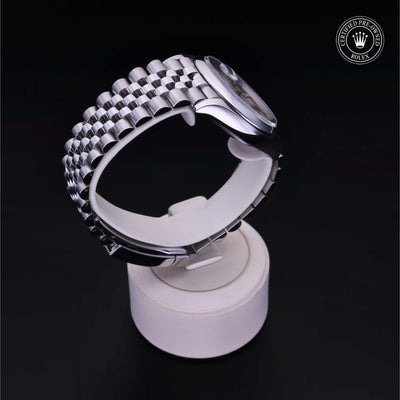 Rolex Certified Pre-owned Datejust M126200-0001 front on black background