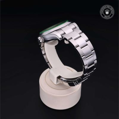 Rolex Certified Pre-owned Milgauss M116400GV-0001 front on black background