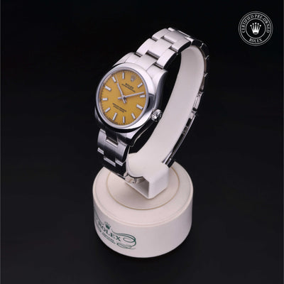 Rolex Certified Pre-owned Oyster Perpetual M277200-0005 front on black background