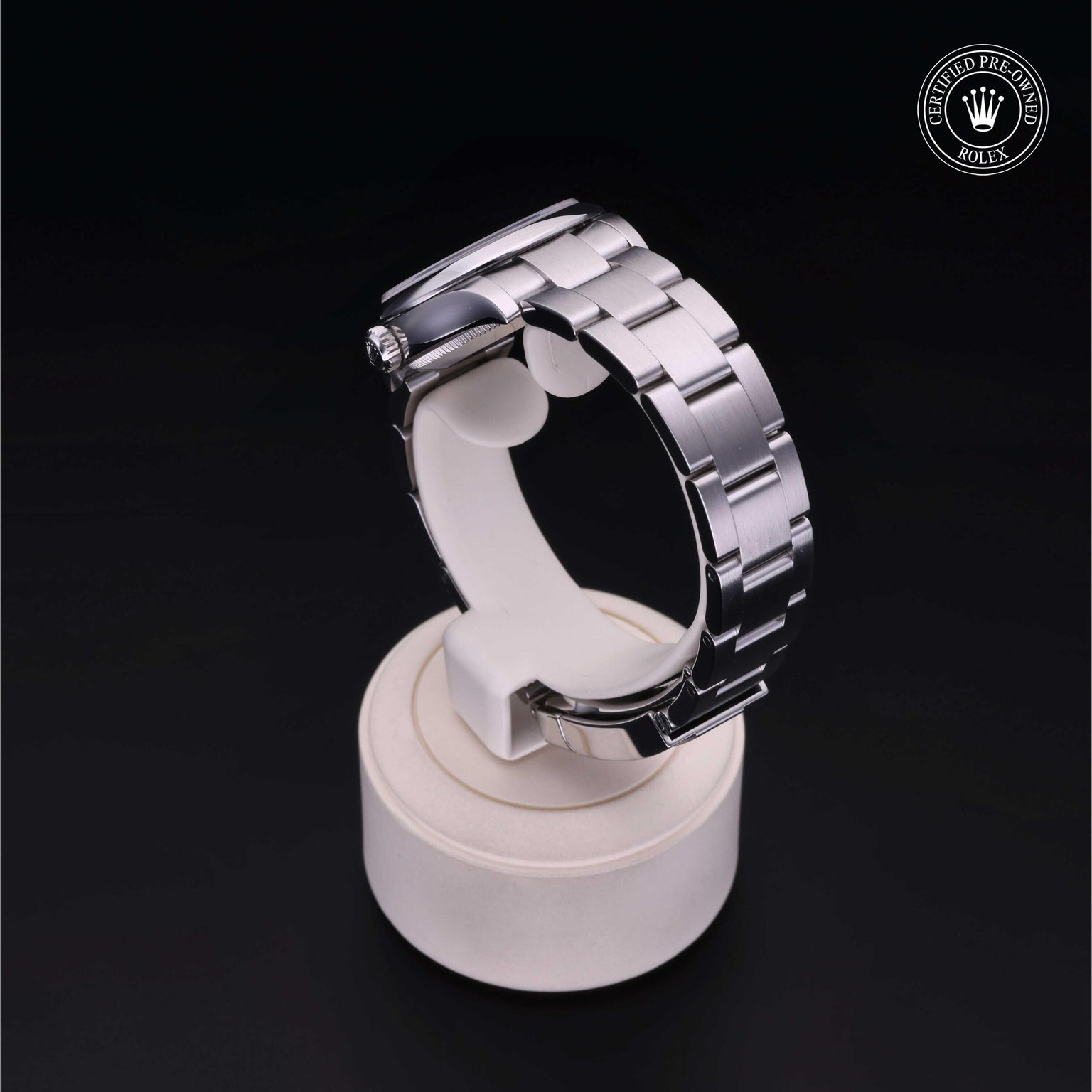 Rolex Certified Pre-owned Oyster Perpetual M277200-0005 front on black background