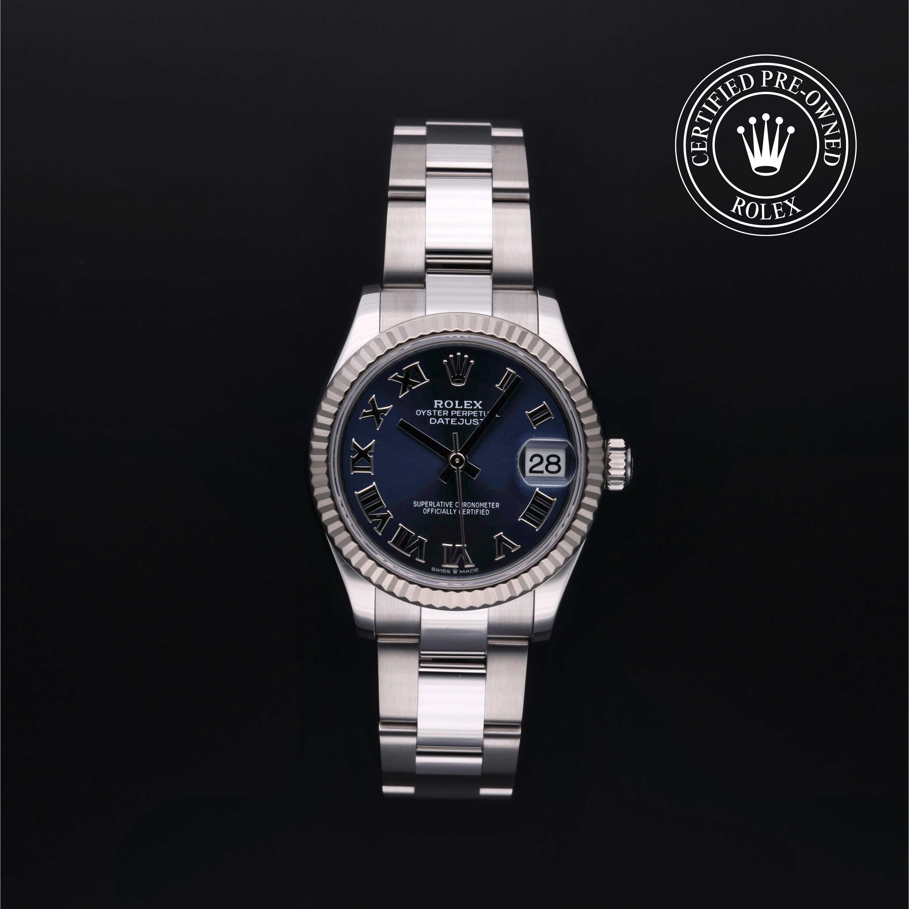 Rolex Certified Pre-owned Lady Datejust M278274-0033 front on black background