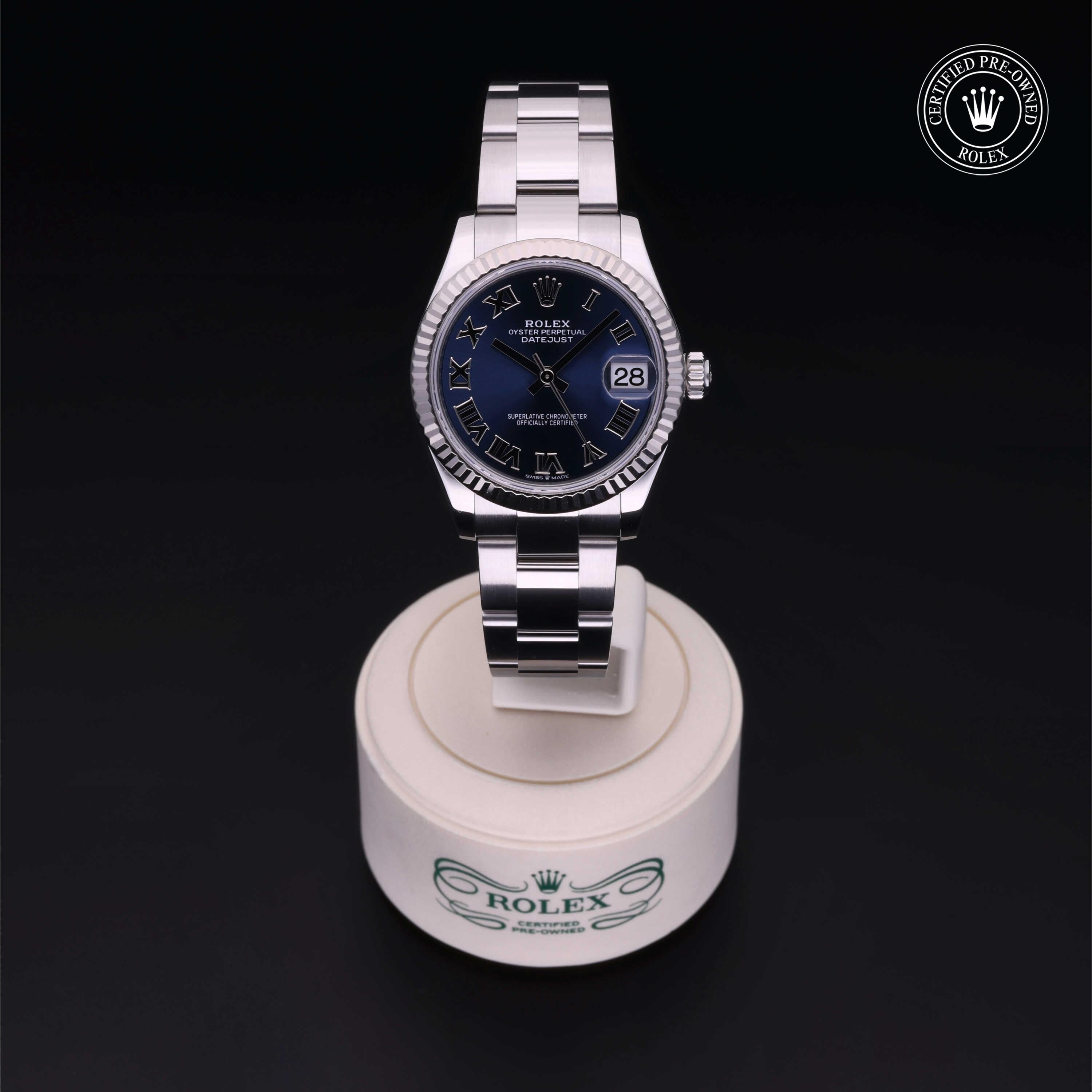 Rolex Certified Pre-owned Lady Datejust M278274-0033 front on black background